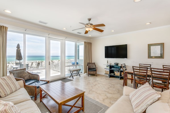 Living/Dining area with Gulf views