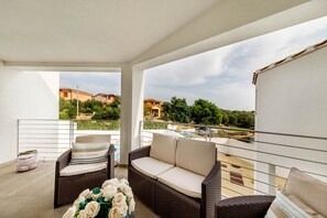 veranda with pool view