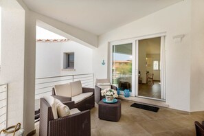 veranda with pool view