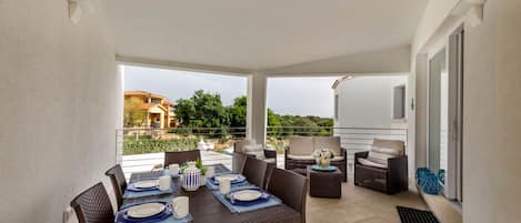 veranda with pool view