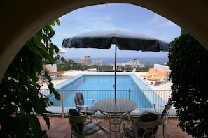 Private heated pool with beautiful ocean view from the living room