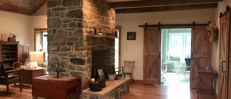 Stone fireplace centerpiece of the Grand Room