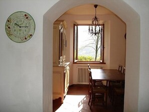 View from kitchen into dining area
