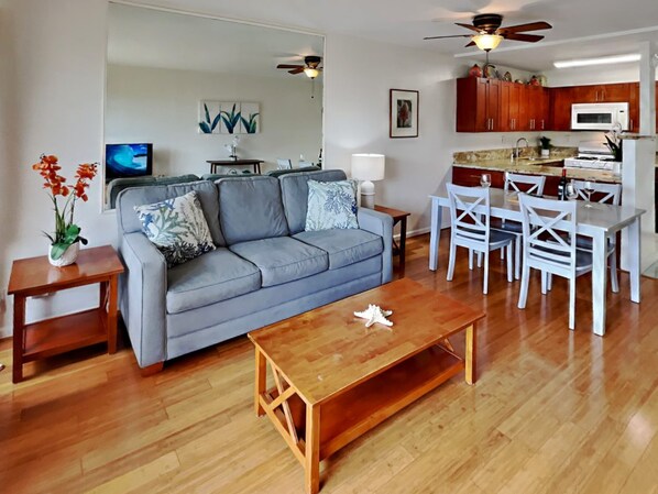 The bright and airy living space will leave you feeling relaxed.