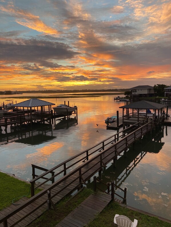 Sunset view from backyard (boat dock not included)