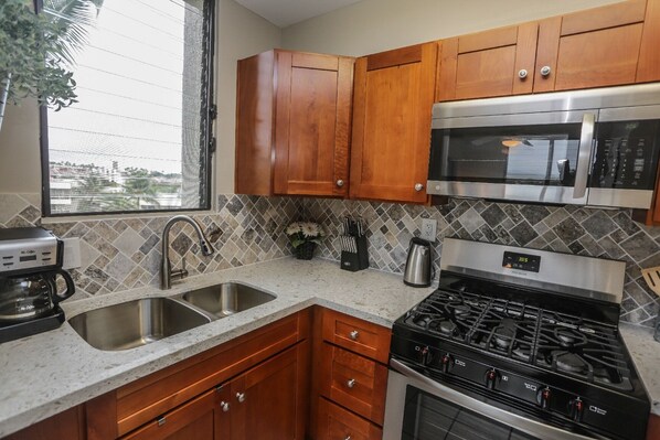 Newly renovated kitchen, tastefully decorated