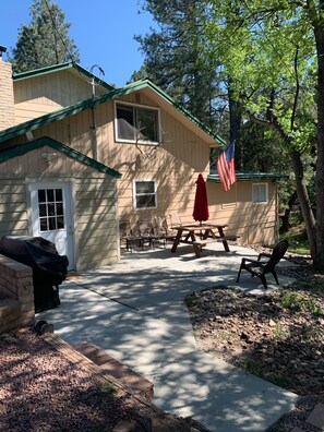 Outdoor seating for meals and relaxing in the cool weather 