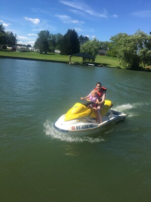 Jet Skiing off our dock.