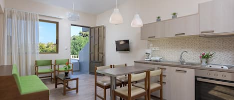 Living room with open plan kitchen