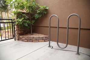 Secure patio with bike rack