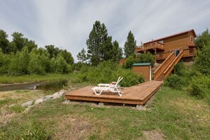 relaxing water front sun deck