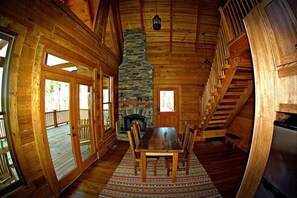Dining area with fireplace