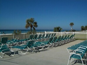 Plenty of pool chairs for relaxing