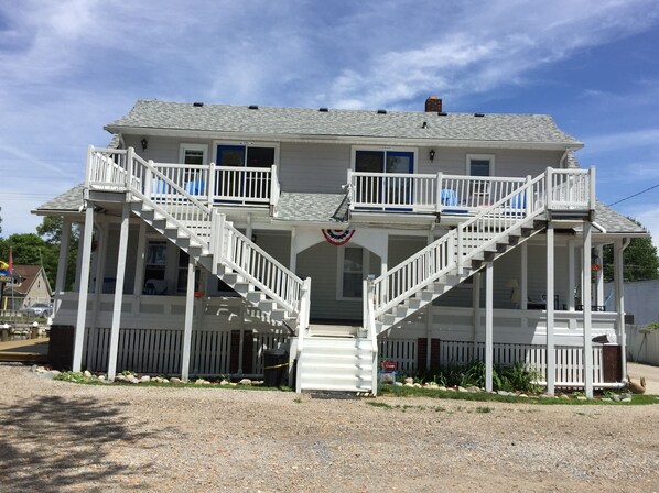 Port Cabin from parking lot. Entrance from Private balcony as seen at top left