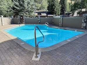 The house has access to this adjacent pool, heated in winter