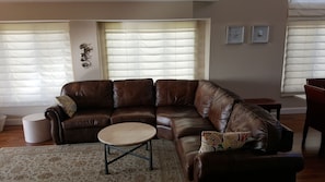 Living room leather sectional