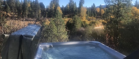 Enjoy the view while soaking in the hot tub.