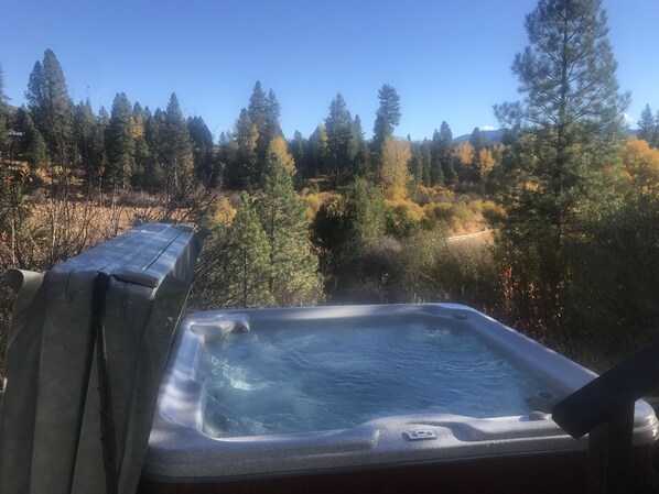 Enjoy the view while soaking in the hot tub.