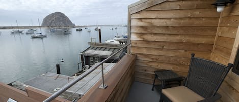 From the deck, you look across the bay to amazing views of the rock.