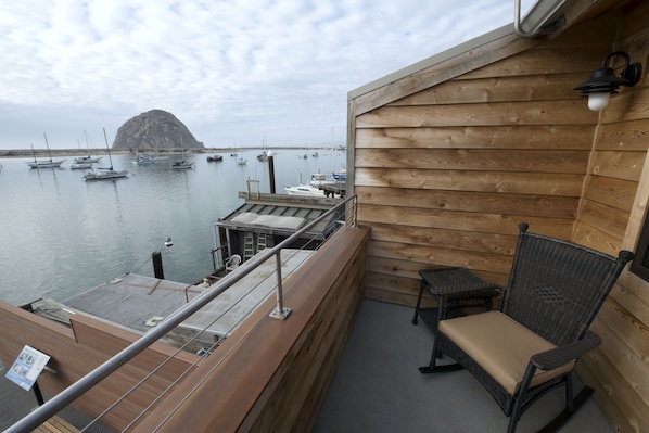 From the deck, you look across the bay to amazing views of the rock.