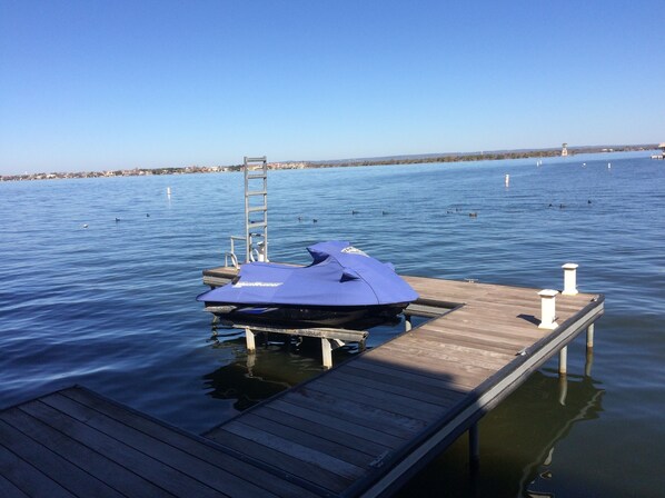 Downstairs (lake level) Lake LBJ view and water access from private dock in HSB.