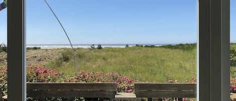 View from the sliding glass door to deck