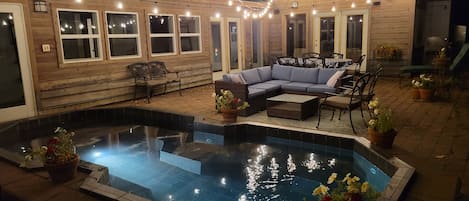 patio and hot tub summer night