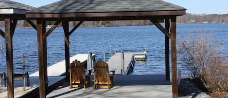 Our private deck/dock 1/2 shed covered, wonderful cove for swimming & fishing