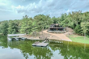 A secluded lakeside retreat with private docks and peaceful water views awaits!
