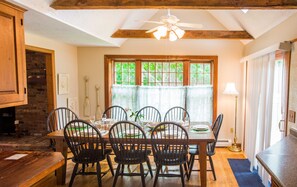 Dining area with cathedral ceiling