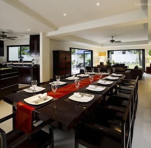 Inside dining table for up to 12 guests to enjoy delicious Thai meals