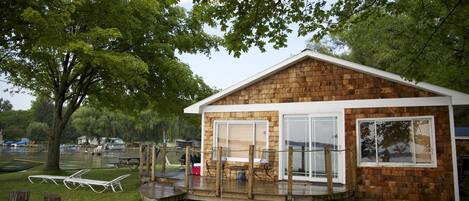 Side of cottage facing water