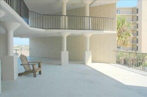 Balcony on the 3rd floor overlooking the pool and beach