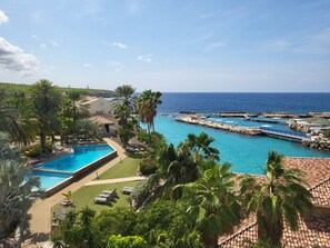 View from the 2nd balcony over pool lagoon and Seaquarium