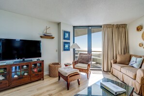Living Room Sliders Out to Large Balcony