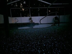 This is real! Glow in the dark rubber pool deck.