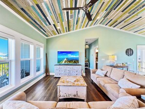 Third-floor living space with gulf and bay views.