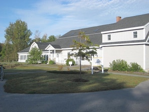 Clubhouse with indoor heated pool, hot tub and fitness center.