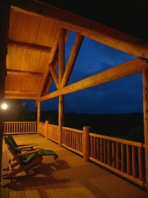 The west porch, overlooking the Sangre de Cristo mountains and the Wet Valley.