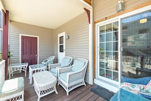 Covered Porch showing sliding door  entrance to Kitchen