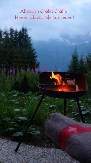 Campfire, Chalet Chalin, Valais, Les Crosets, Switzerland