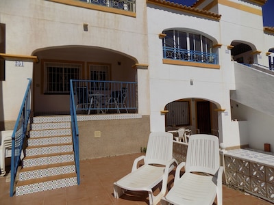 Downstairs two bedroomed one bathroom apartment . Gated access for security.