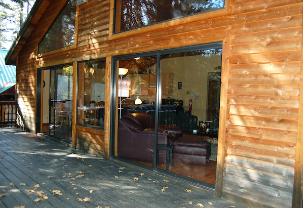 Back deck.  After winter of 2014 new deck furniture and refinishing outside of cabin.