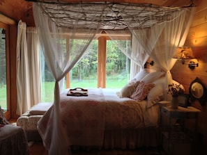 Romantic Master En Suite, handmade adirondak canopy with views of lake & gardens