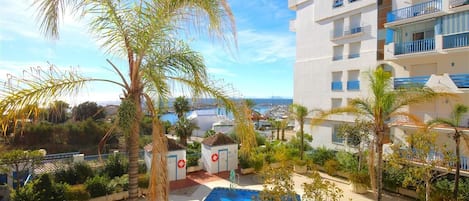 Beautiful sea views and views to the pool area from the balcony