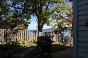 View from grilling area, side yard seating.