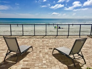 New Pool deck  ..directly on the beach with comfortable outdoor furniture  