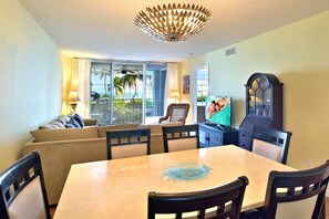 dining area with ocean view