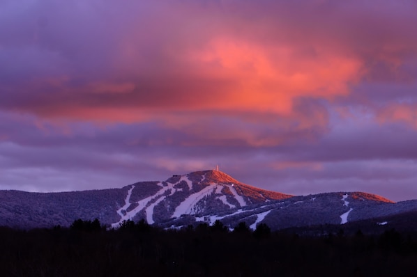 Sunset over killington peak from living room.