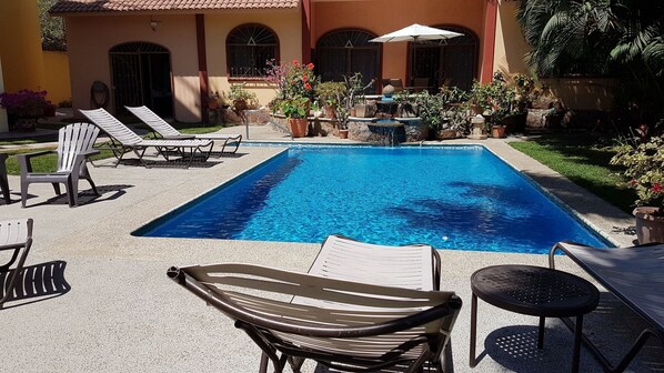 Back patio and Pool